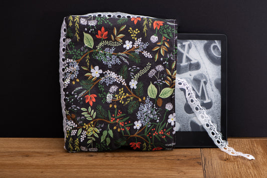 Kindle Sleeve fleurs noir