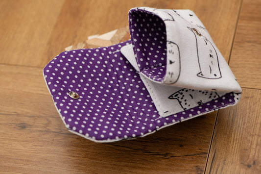 Porte-feuille mini Chat+poismauve