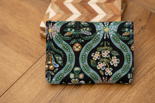 Porte-feuille mini tapisserie vert+noir