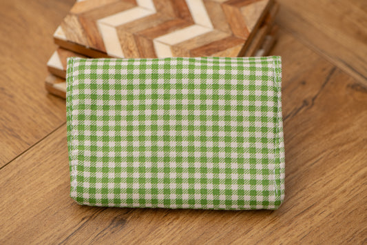Porte-feuille mini vichy vert+fraise