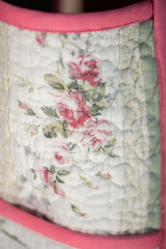 Sac cabas à fleurs rose olive