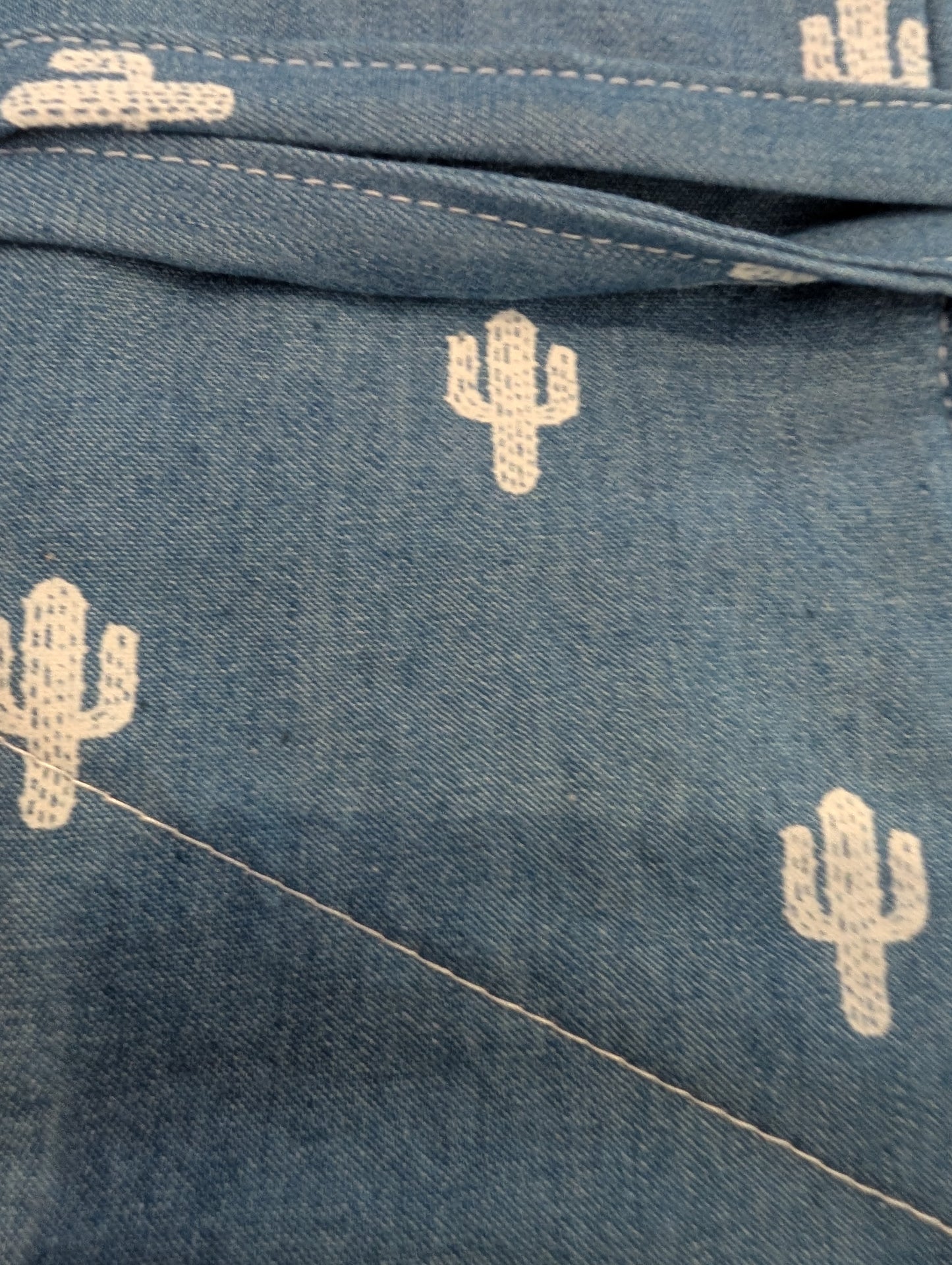 Pochette à pinceaux de maquillage - Chambray bleu-cactus/Lama mauve
