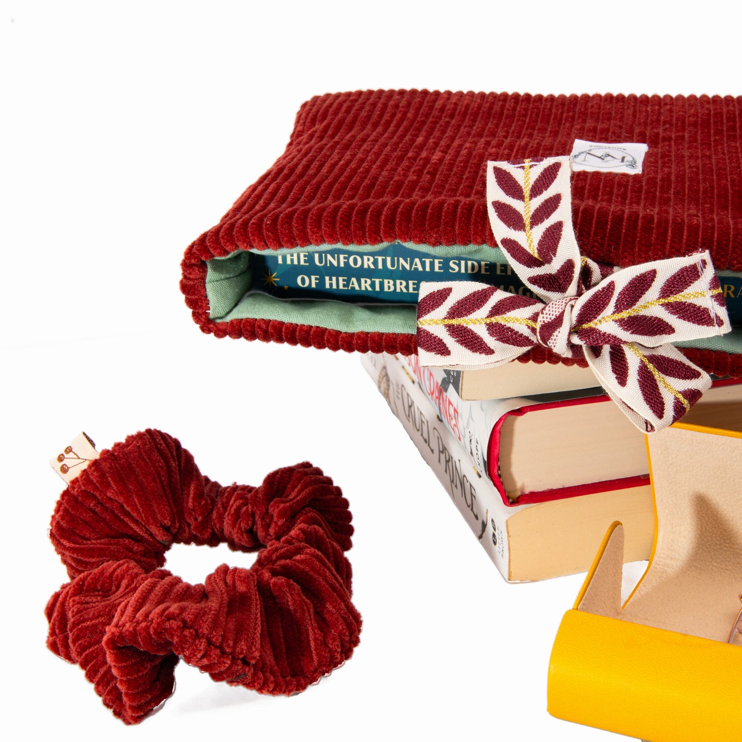 Pochette en velours côtelé orange brûlé