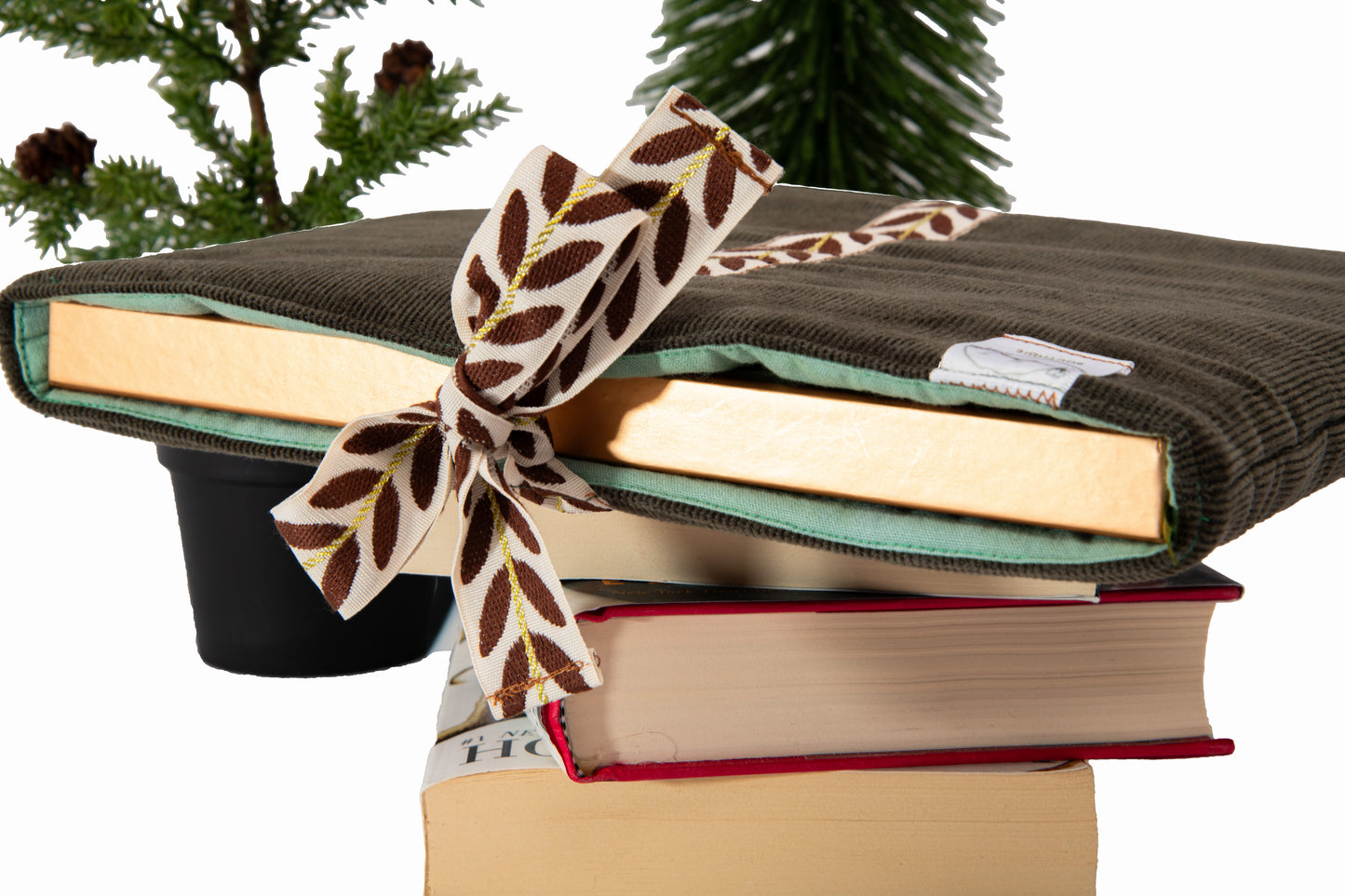 Pochette en velours côtelé vert