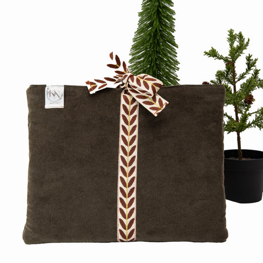 Pochette en velours côtelé vert