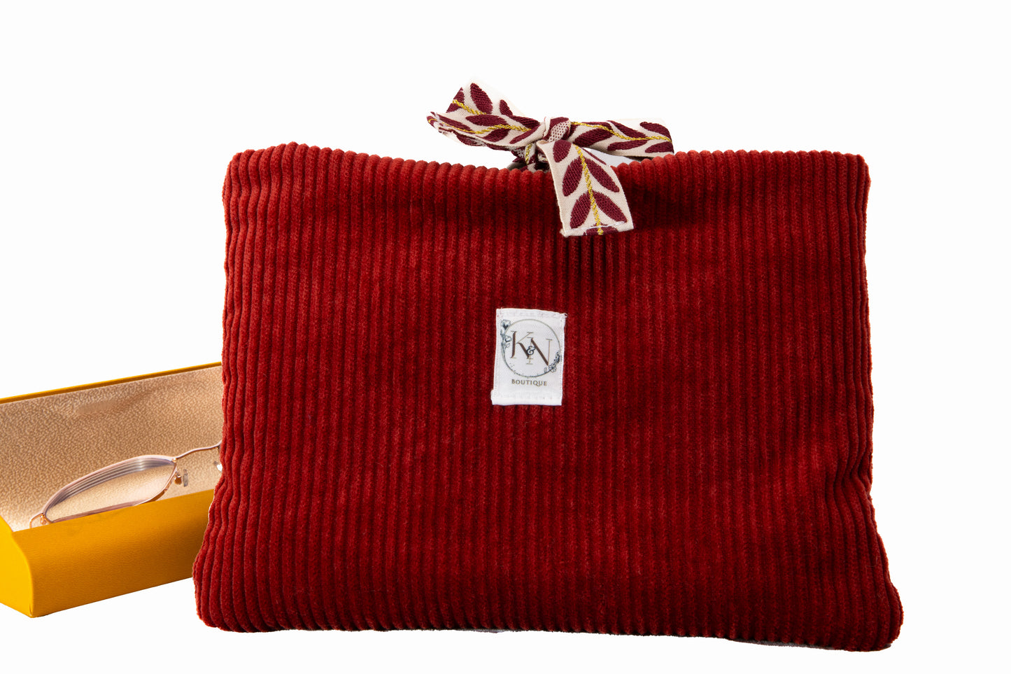 Pochette en velours côtelé orange brûlé