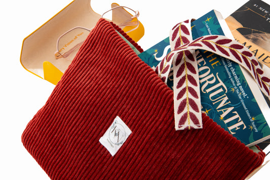 Pochette en velours côtelé orange brûlé