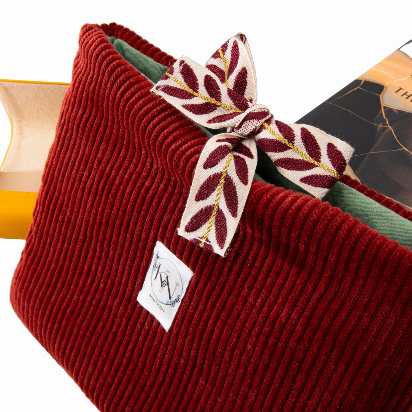 Pochette en velours côtelé orange brûlé