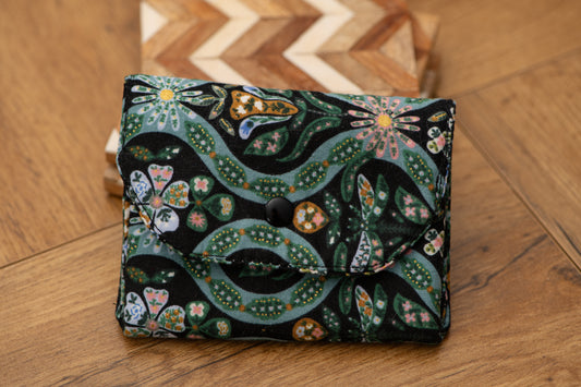 Porte-feuille mini tapisserie vert et noir unie