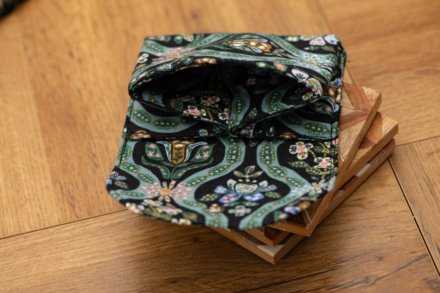 Porte-feuille mini tapisserie vert et noir unie