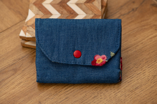 Porte-feuille mini fleurs brodées+tapisseriefleurs