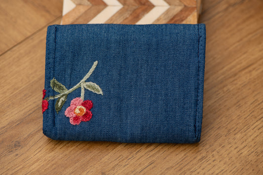 Porte-feuille mini fleurs brodées+tapisseriefleurs