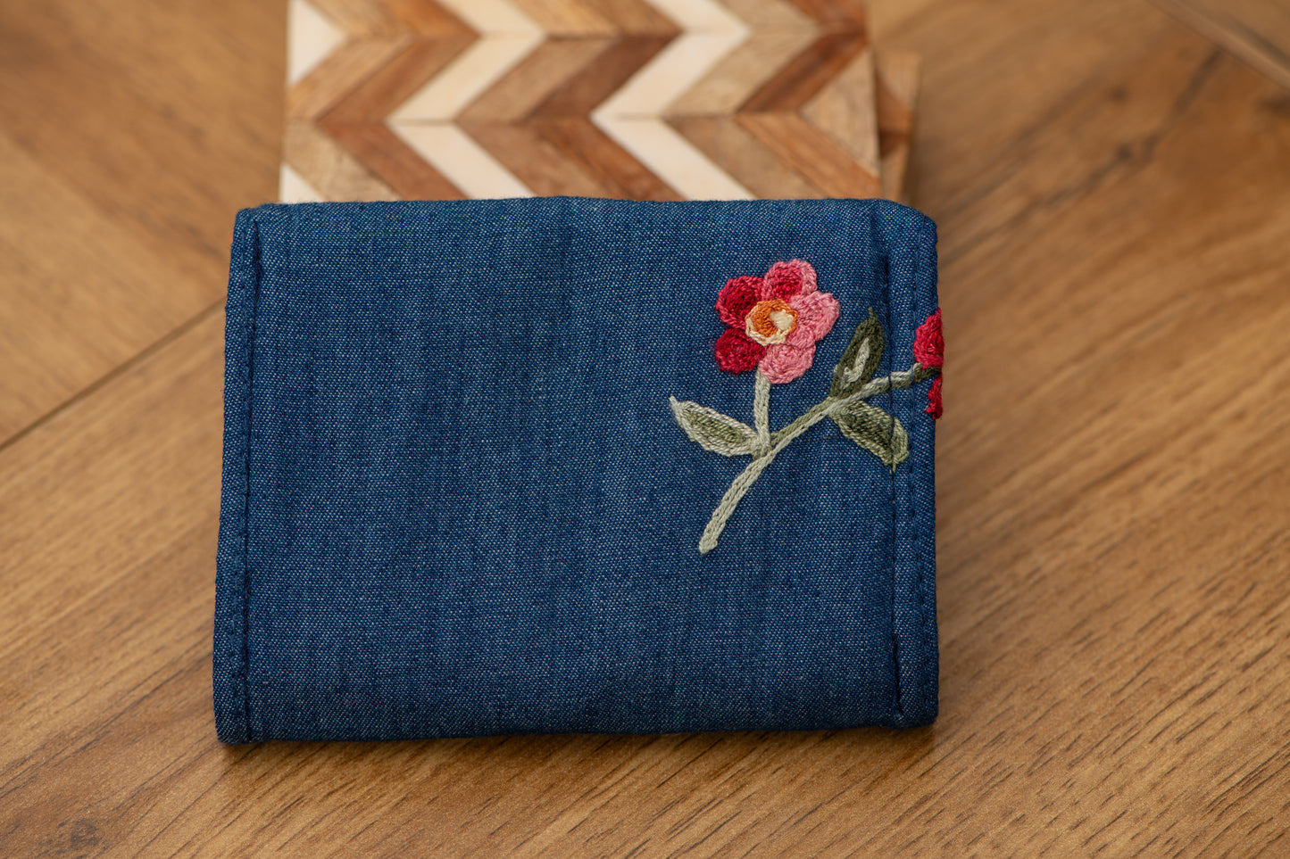 Porte-feuille mini fleurs brodées+tapisseriefleurs