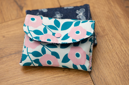 Porte-feuille mini fleurs roses