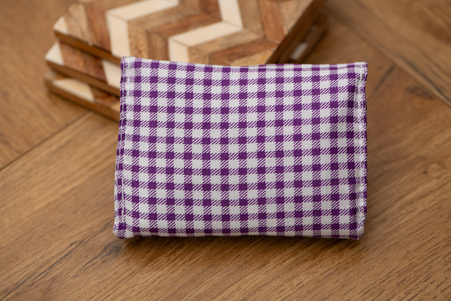 Porte-feuille mini vichy mauve