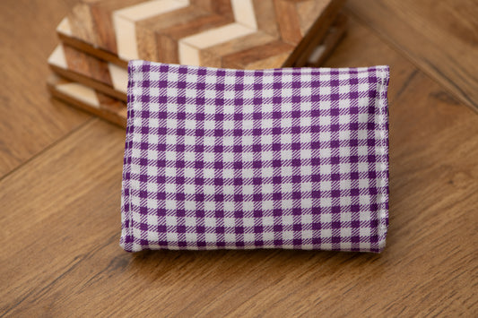 Porte-feuille mini vichy mauve