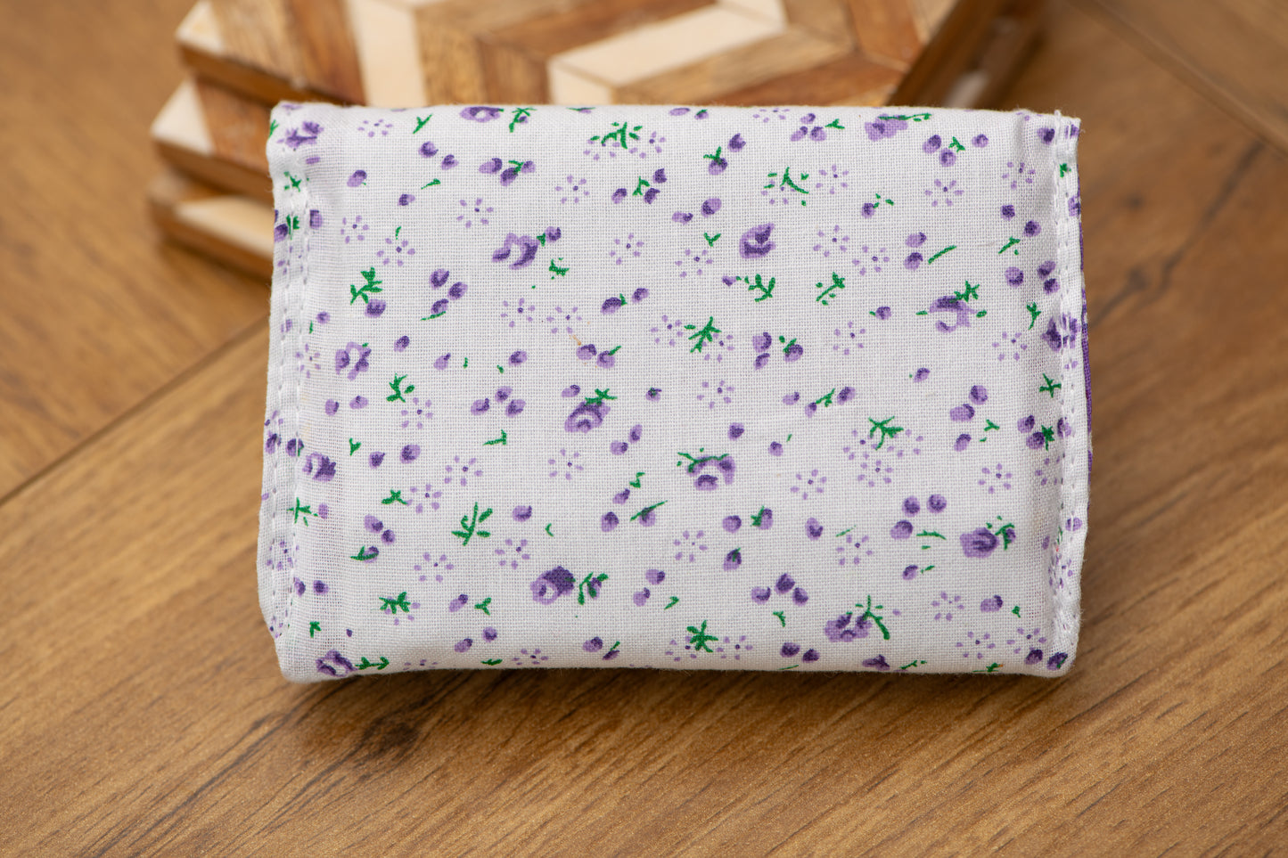 Porte-feuille mini fleurs mauves