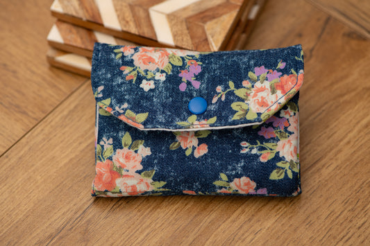Porte-feuille mini fleurs pêches