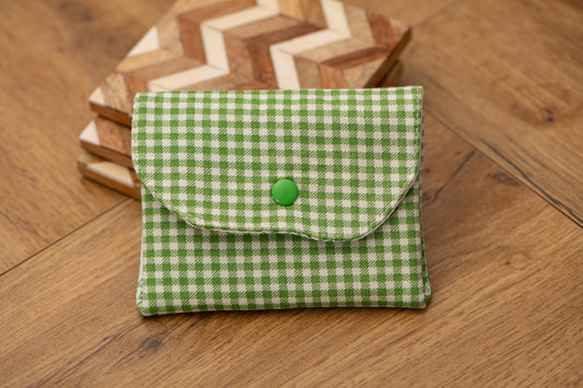 Porte-feuille mini vichy vert+fraise