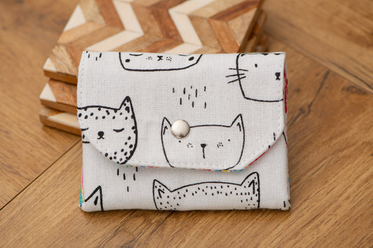 Porte-feuille mini Chat+poismauve
