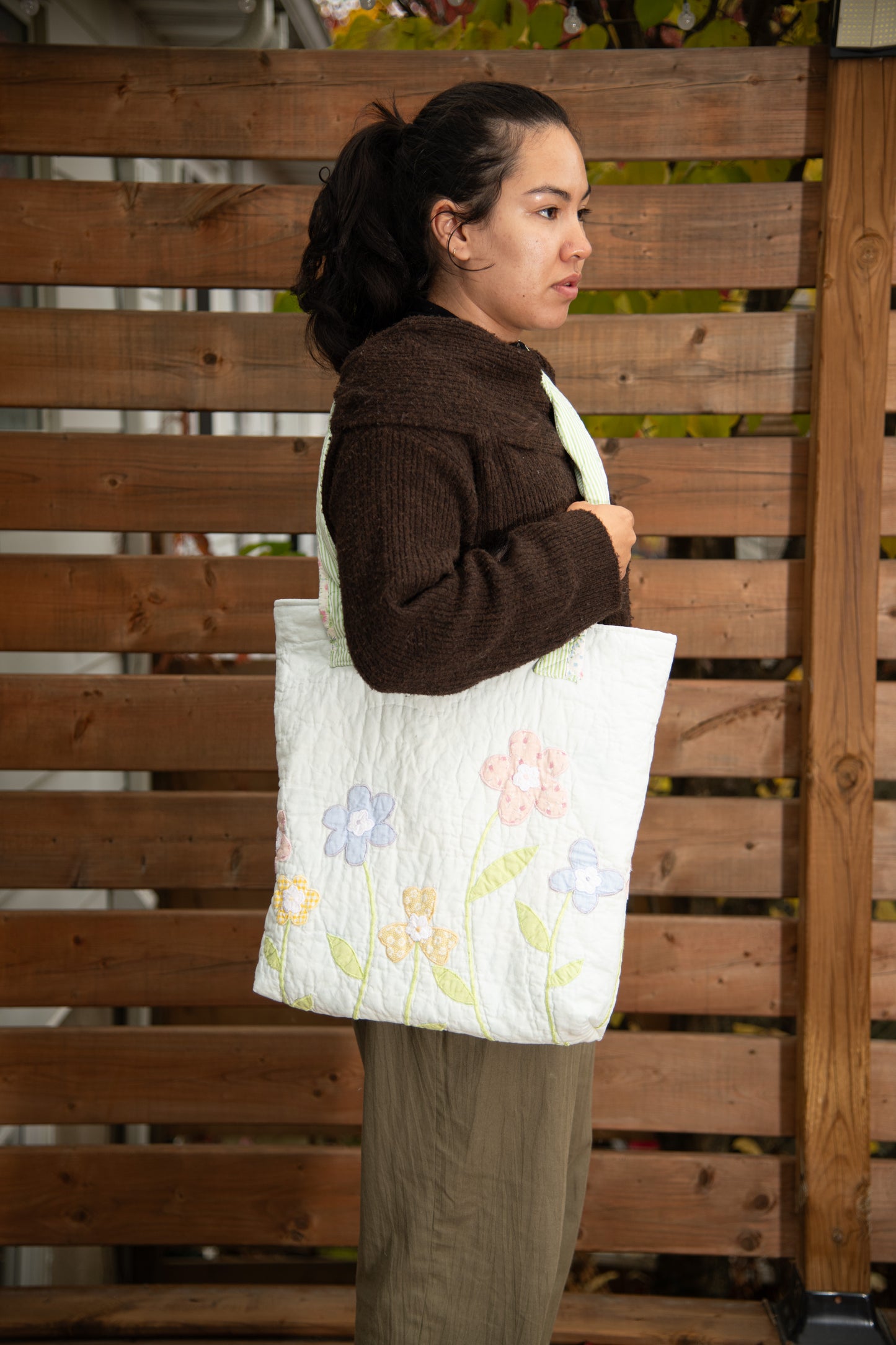 Sac cabas à fleurs pastel