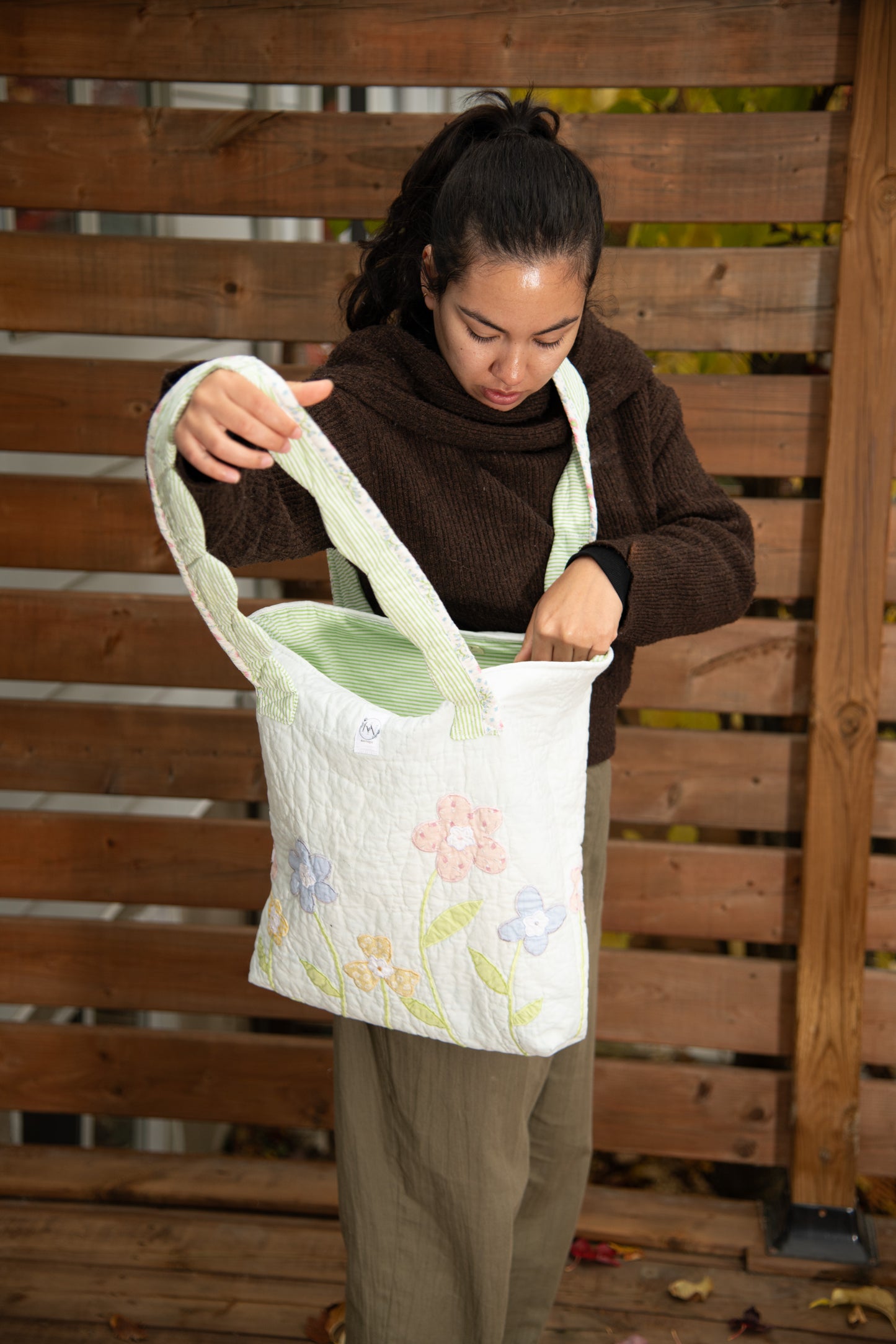 Sac cabas à fleurs pastel