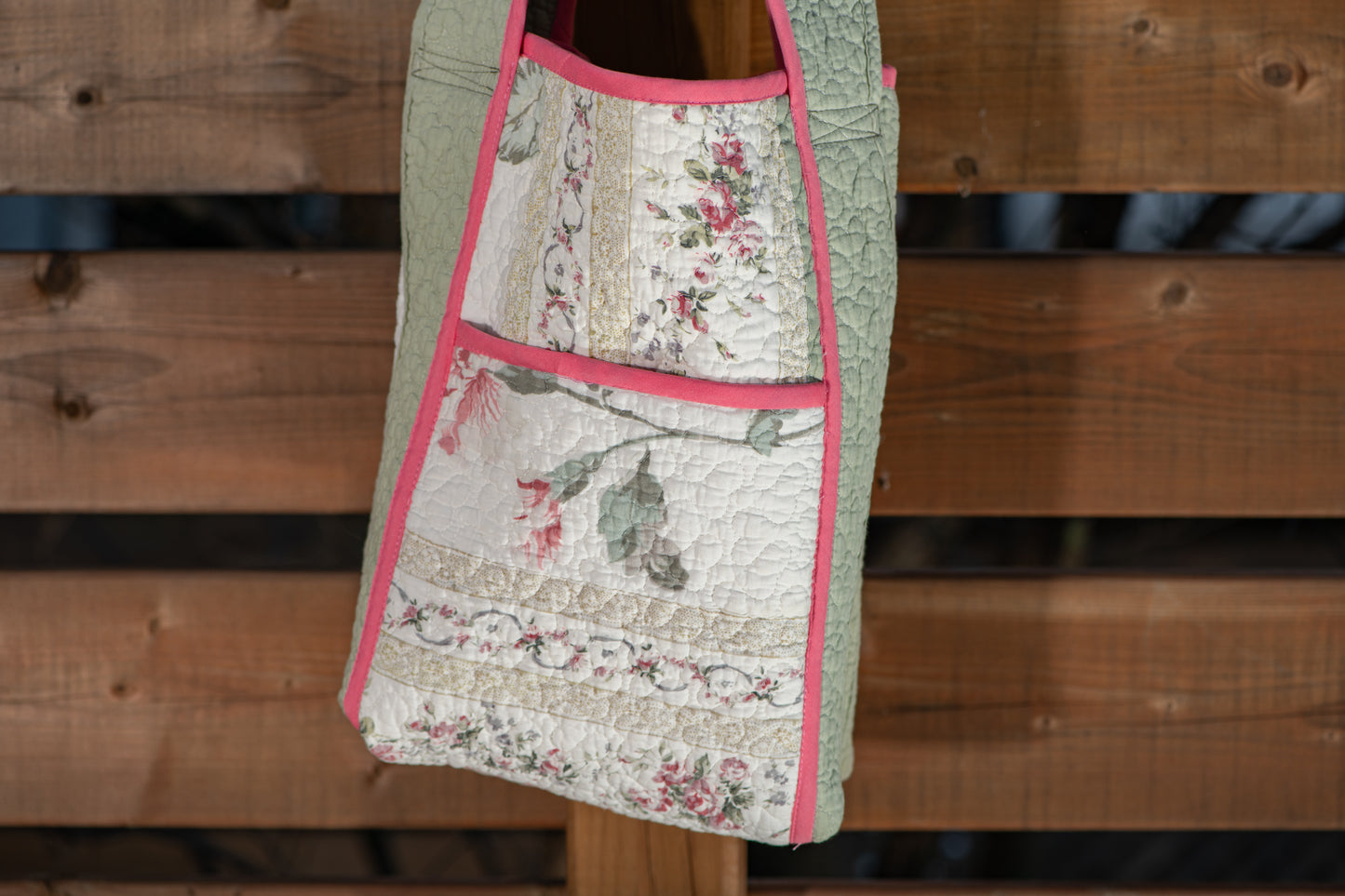 Sac cabas à fleurs rose olive