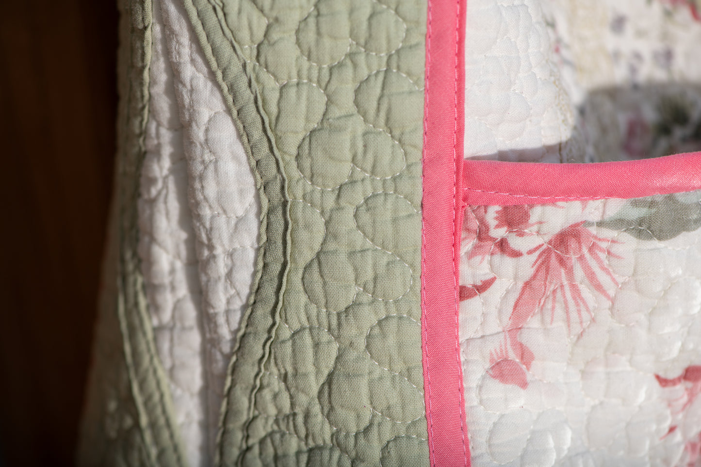 Sac cabas à fleurs rose olive